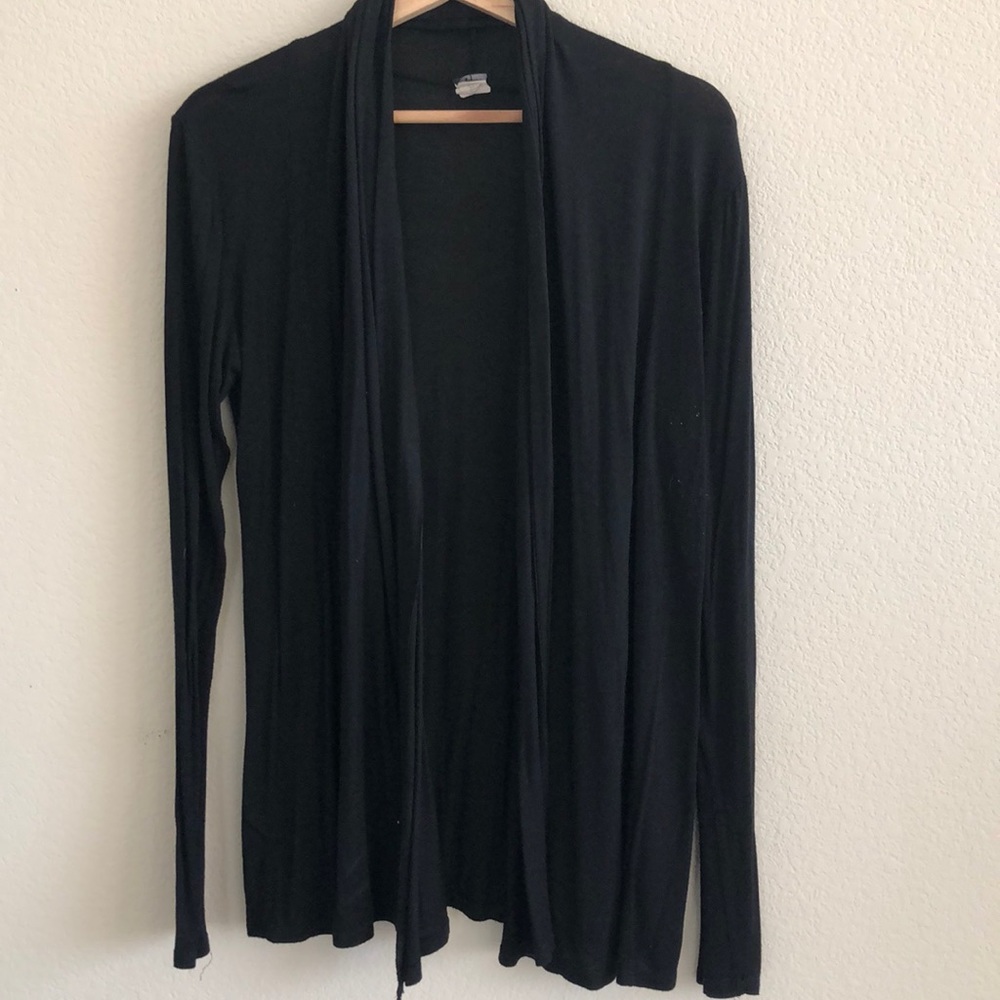 EUC Black Poly Open Cardigan SZ Large